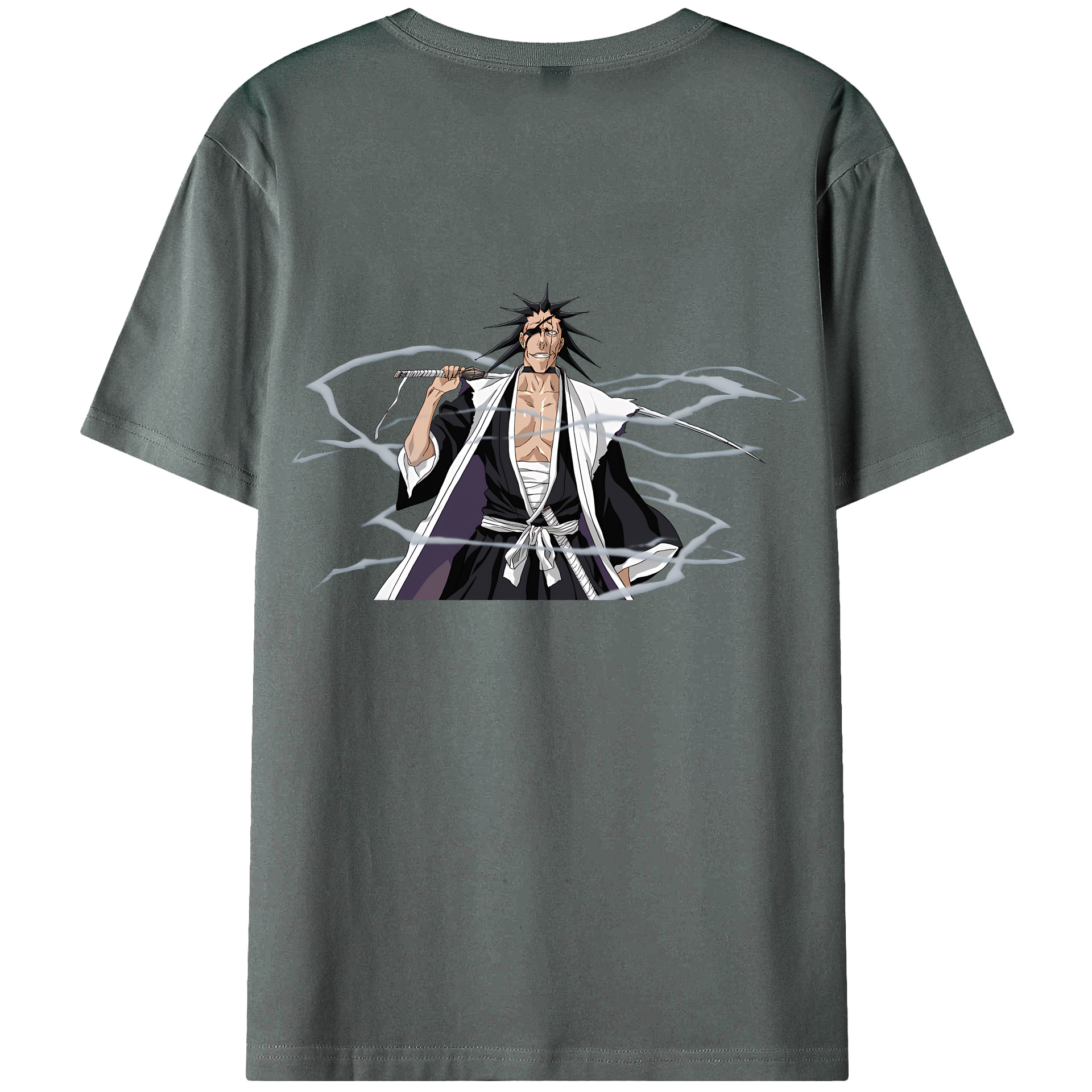 （画像用） ブリーチ ざらき けんぱち BLEACH Zaraki Kenpachi 綿100％ メンズ半袖Tシャツ（バックプリント） 通気性